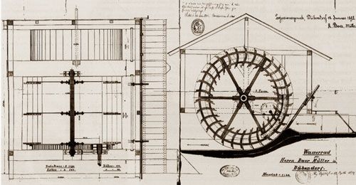 Geschichte Wasserrad Obere Muehle 1899